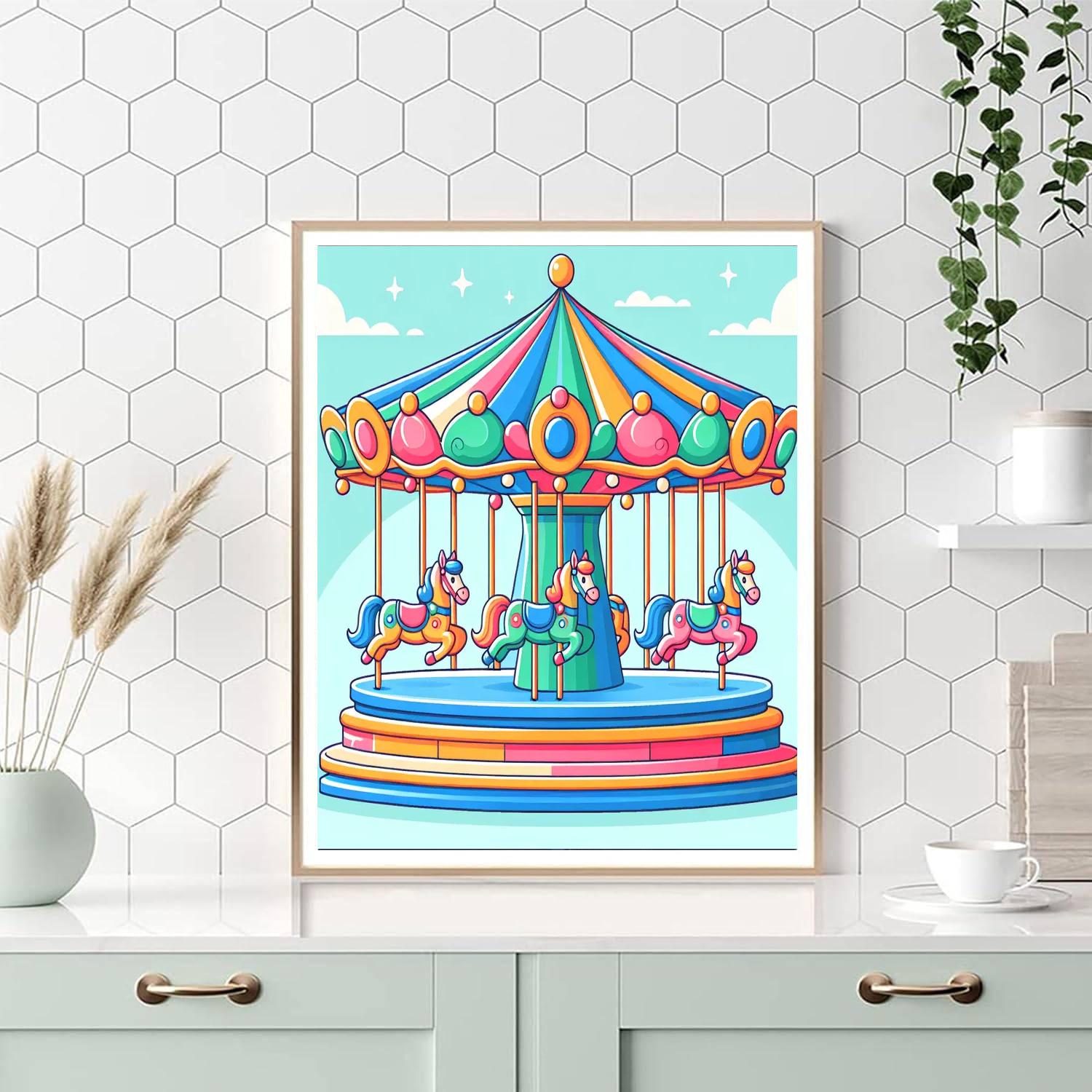 Dreamy Carousel Ride Number Painting