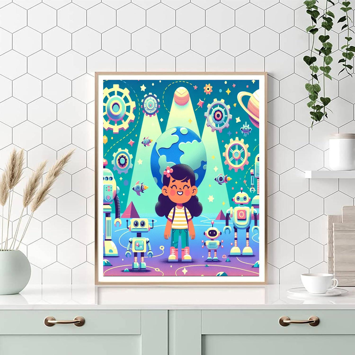 Robot Planet Adventure Painting Number Kit