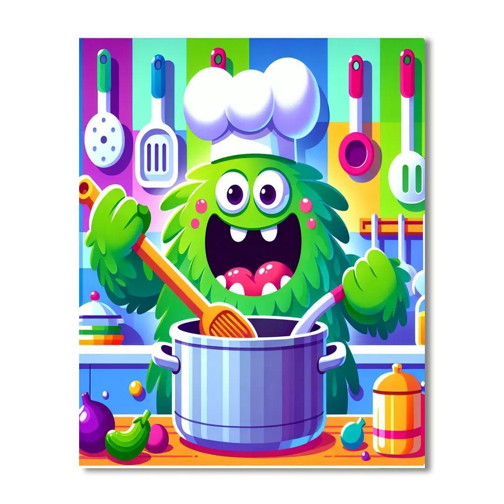 Silly Monster Chef DIY Paint By Numbers