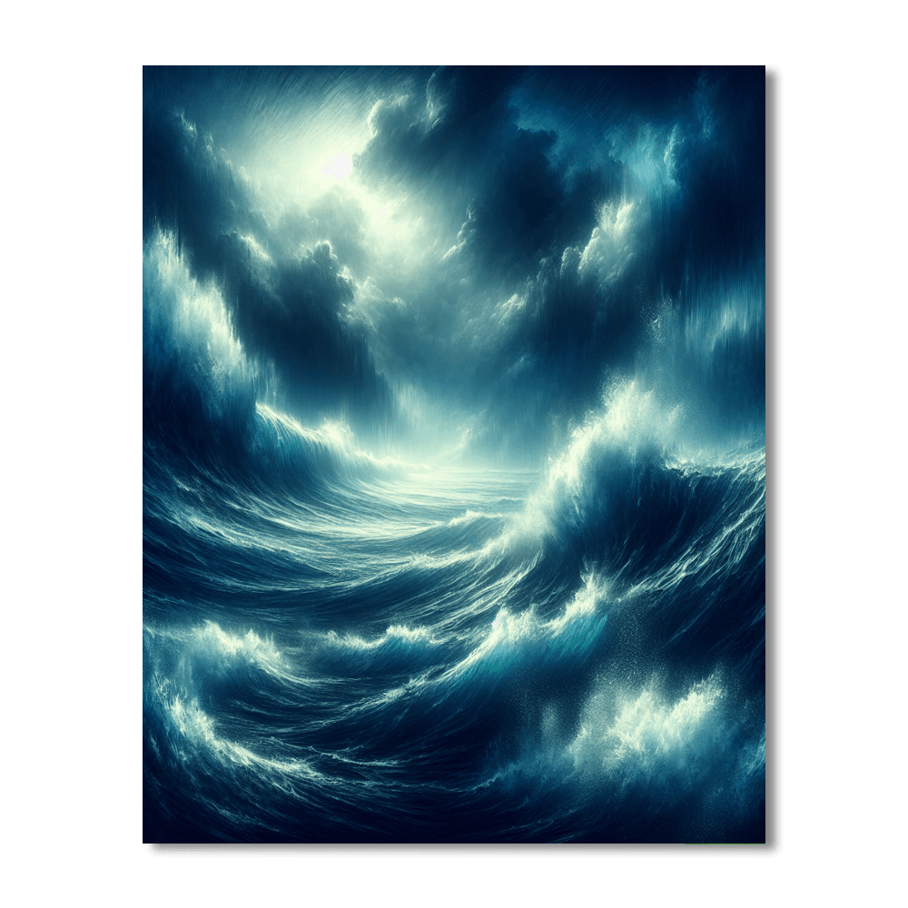 Dramatic Stormy Seas Number Painting