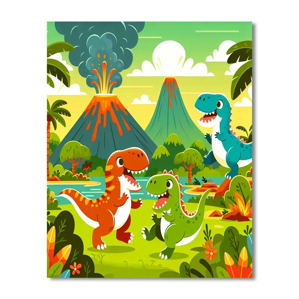 Dinosaur Dreamland Paint By Numbers Art