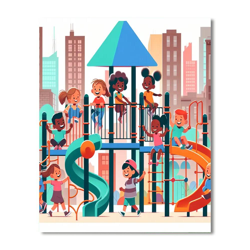 Busy Urban Playground Paint By Numbers Art