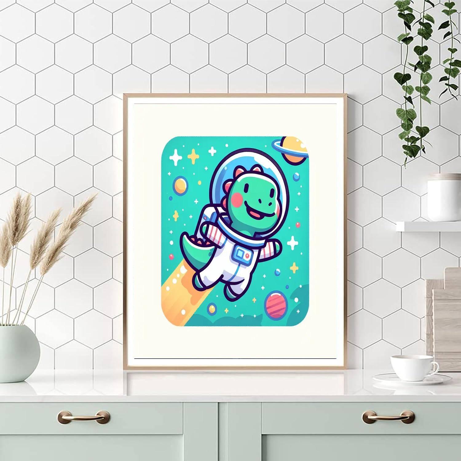 Space Dinosaur's Cosmic Voyage Paint By Color