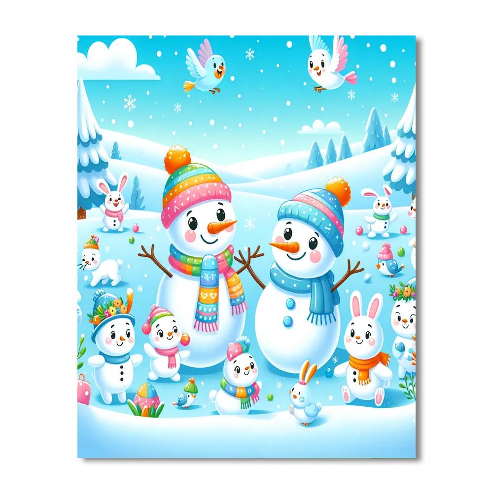 Happy Snowy Friends Painting Number Kit