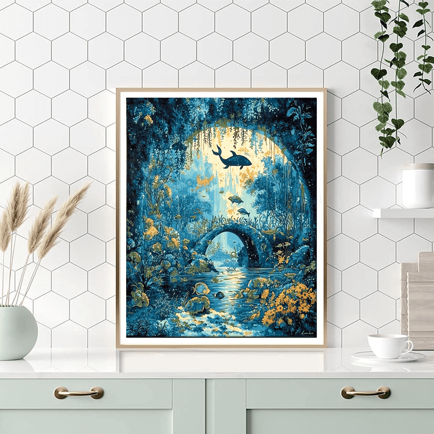 Henri Rousseau Inspired Underwater Symphony  DIY Paint By Numbers