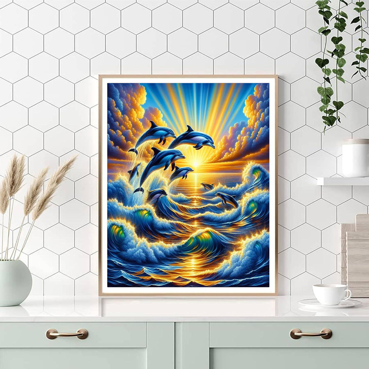 Playful Dolphin Horizon Paint By Numbers Art