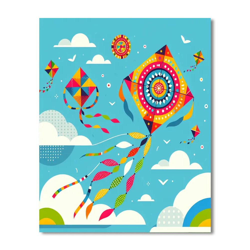 Kite Flying Fiesta Paint By Numbers Art