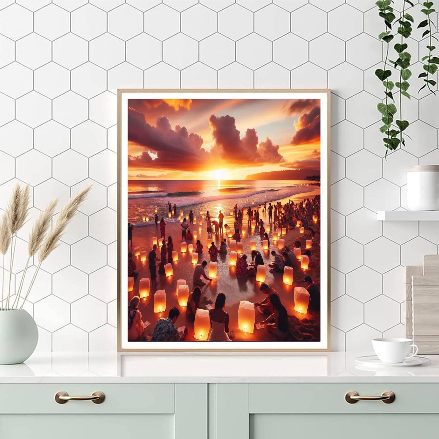 Lantern Floating Festival - Usa Numbered Painting Kits
