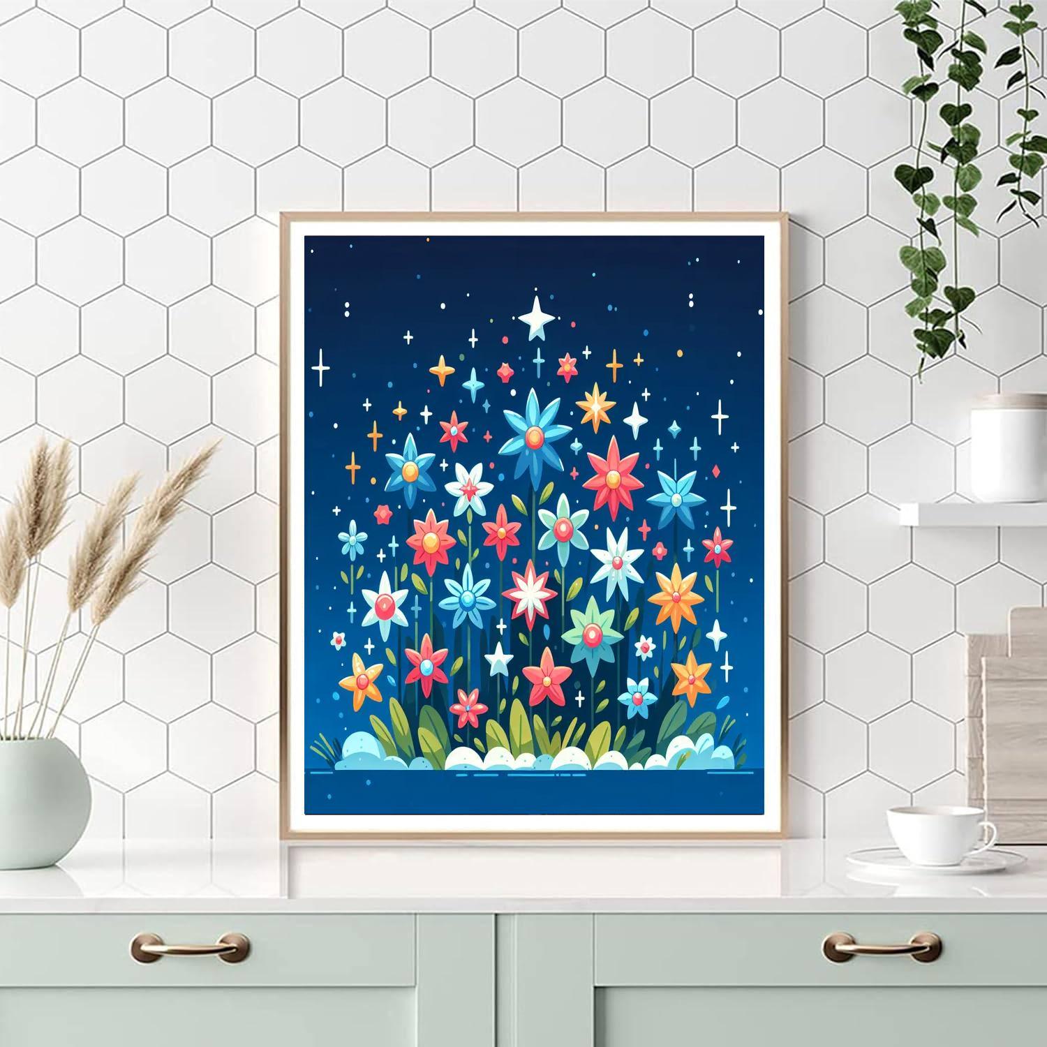 Glittering Galaxy Garden Number Painting