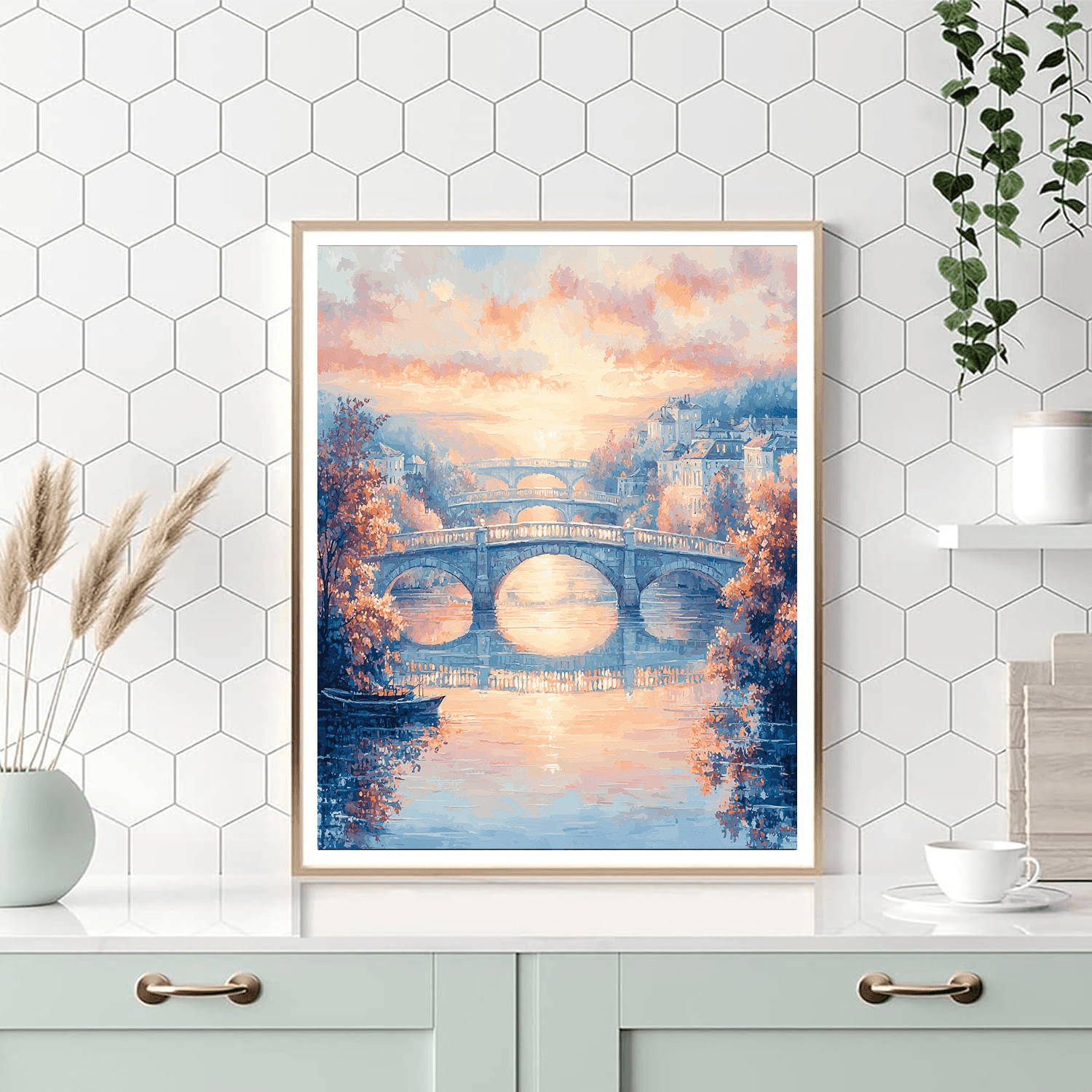 Claude Monet Inspired Dawn Over City Bridges  Paint By Numbers Kits
