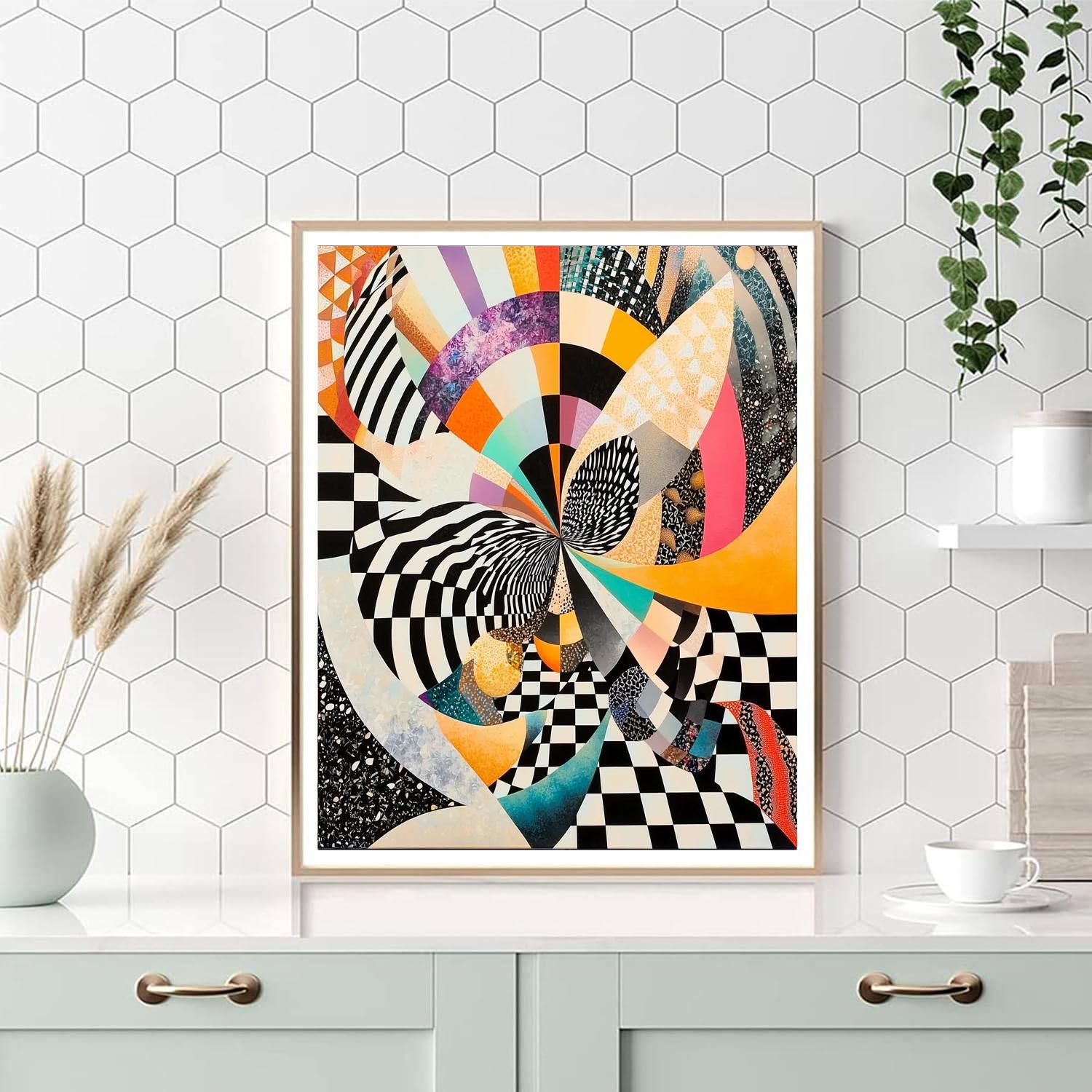 M.C. Escher Inspired Kaleidoscopic Whimsy  Number Painting