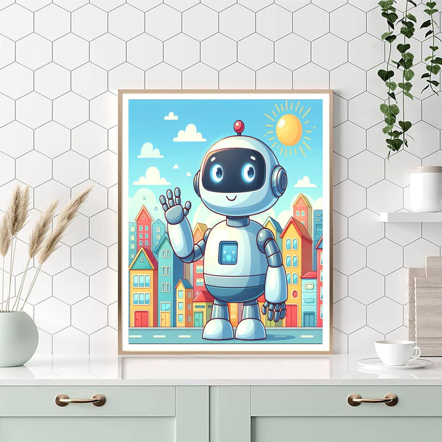 Friendly Robot Town DIY Paint By Numbers