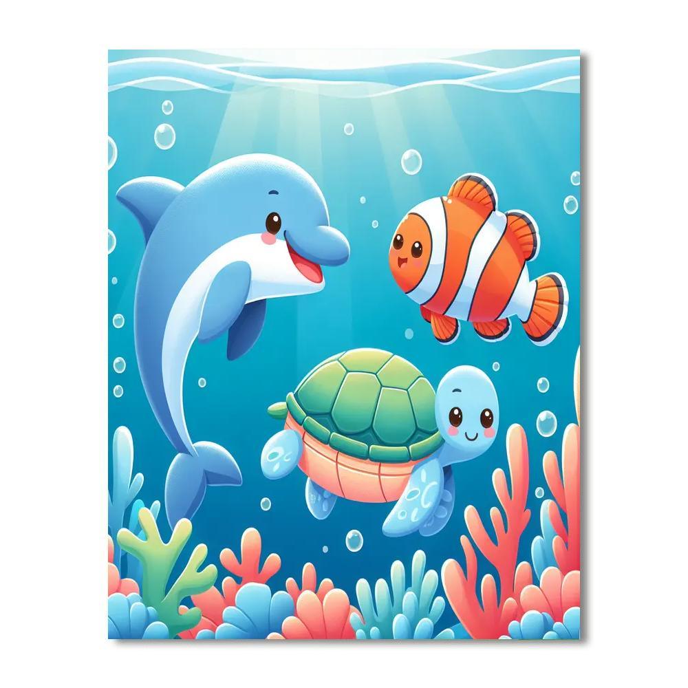 Cute Ocean Creatures DIY Paint By Numbers