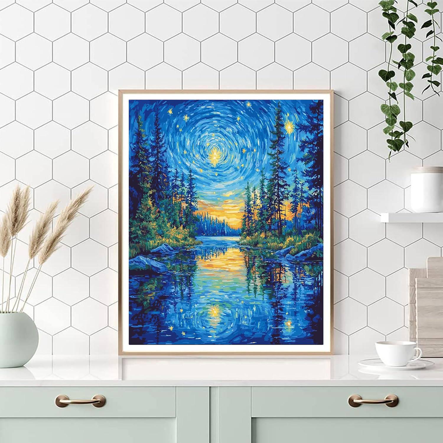 Van Gogh Inspired Night Sky Reflections  Paint By Numbers
