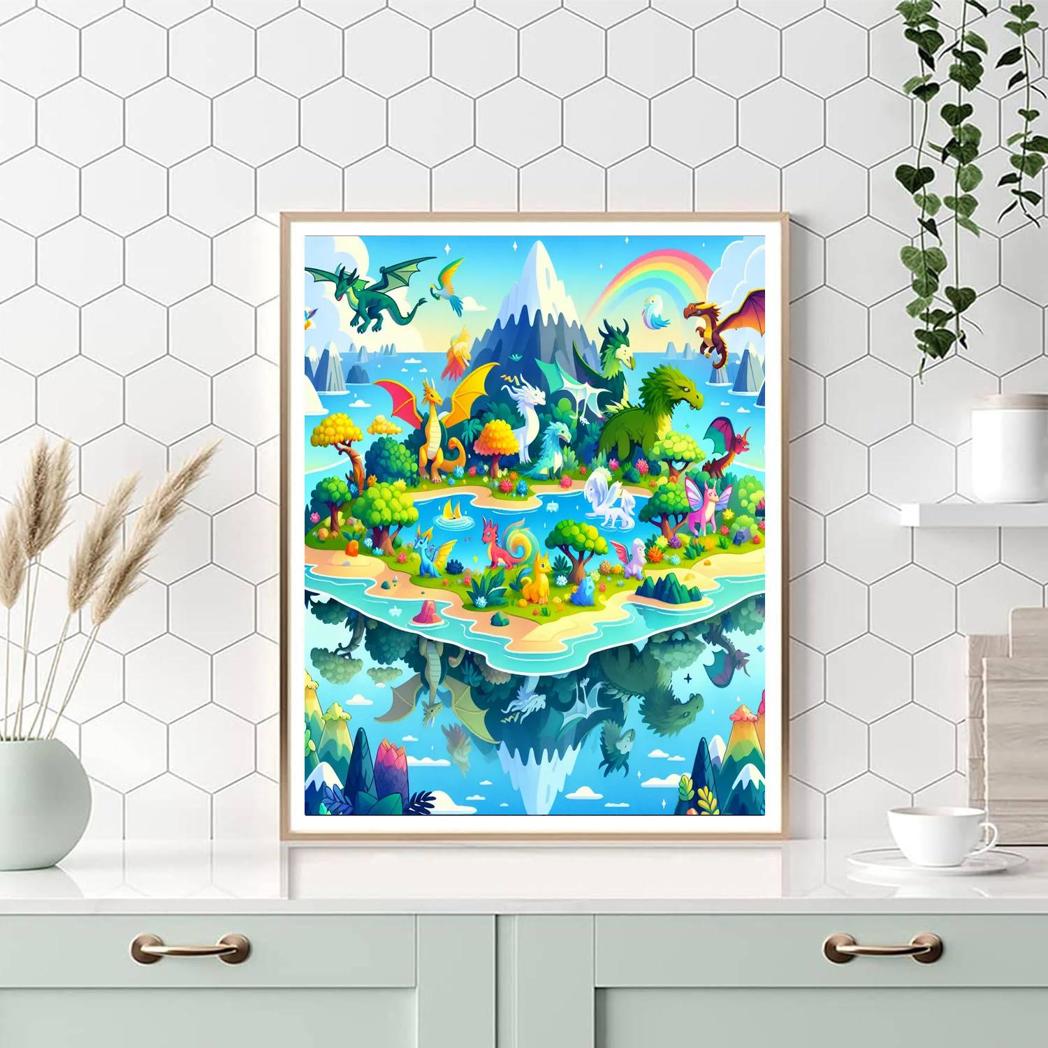 Fantasy Creature Island Painting Number Kit