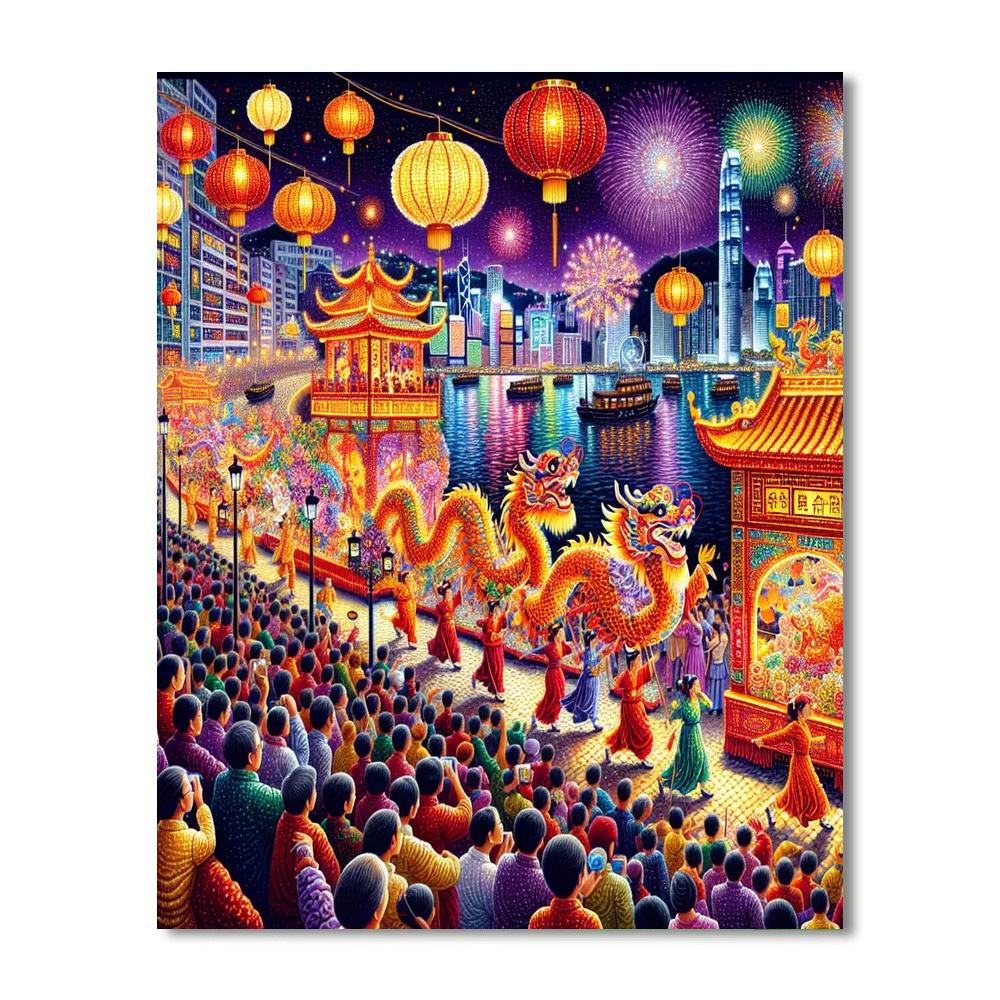 Chinese New Year Parade - Hong Kong, China Painting By Numbers Kit