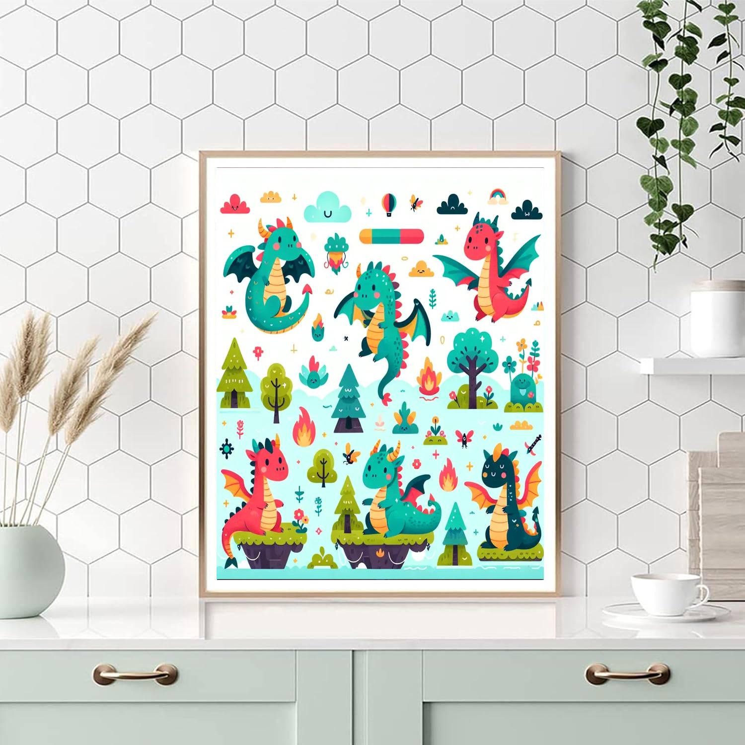 Charming Dragons Numbered Painting Kits