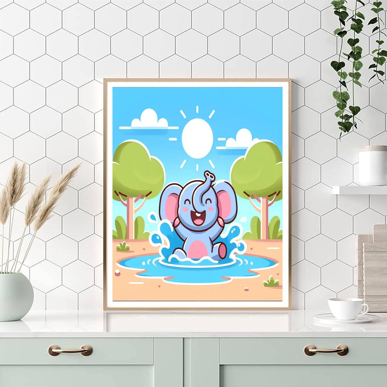 Exciting Elephant Painting Number Kit