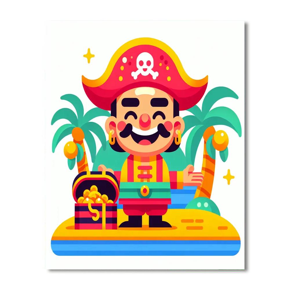 Friendly Pirate's Island DIY Paint By Numbers