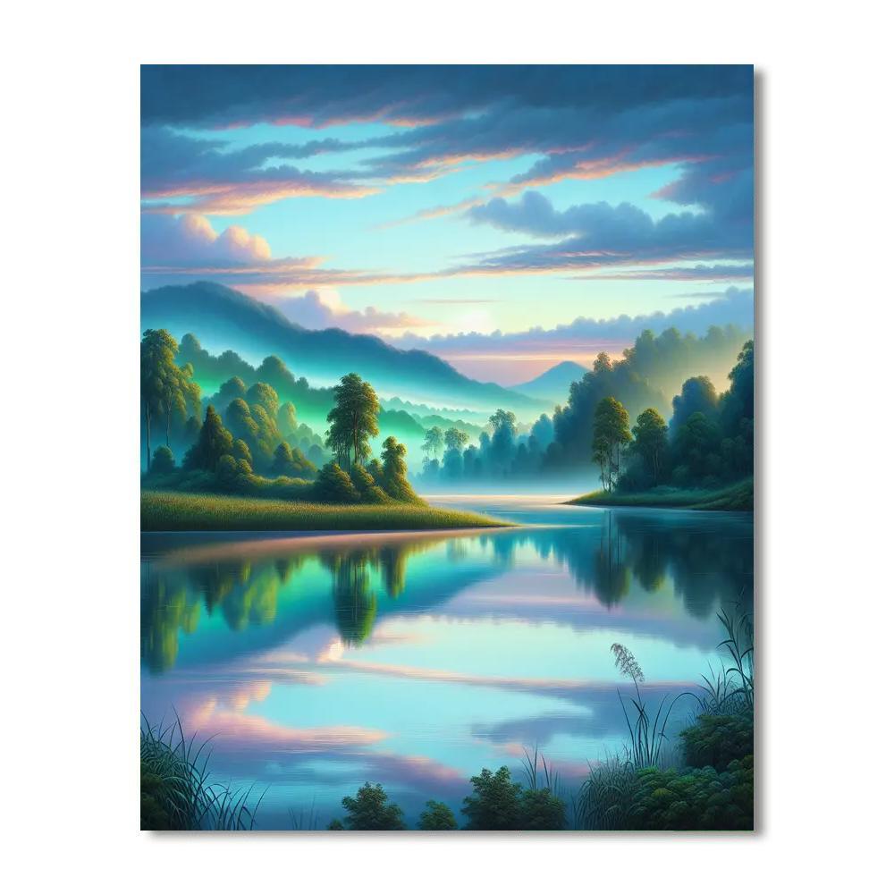 Calm Lake At Dawn Paint By Numbers
