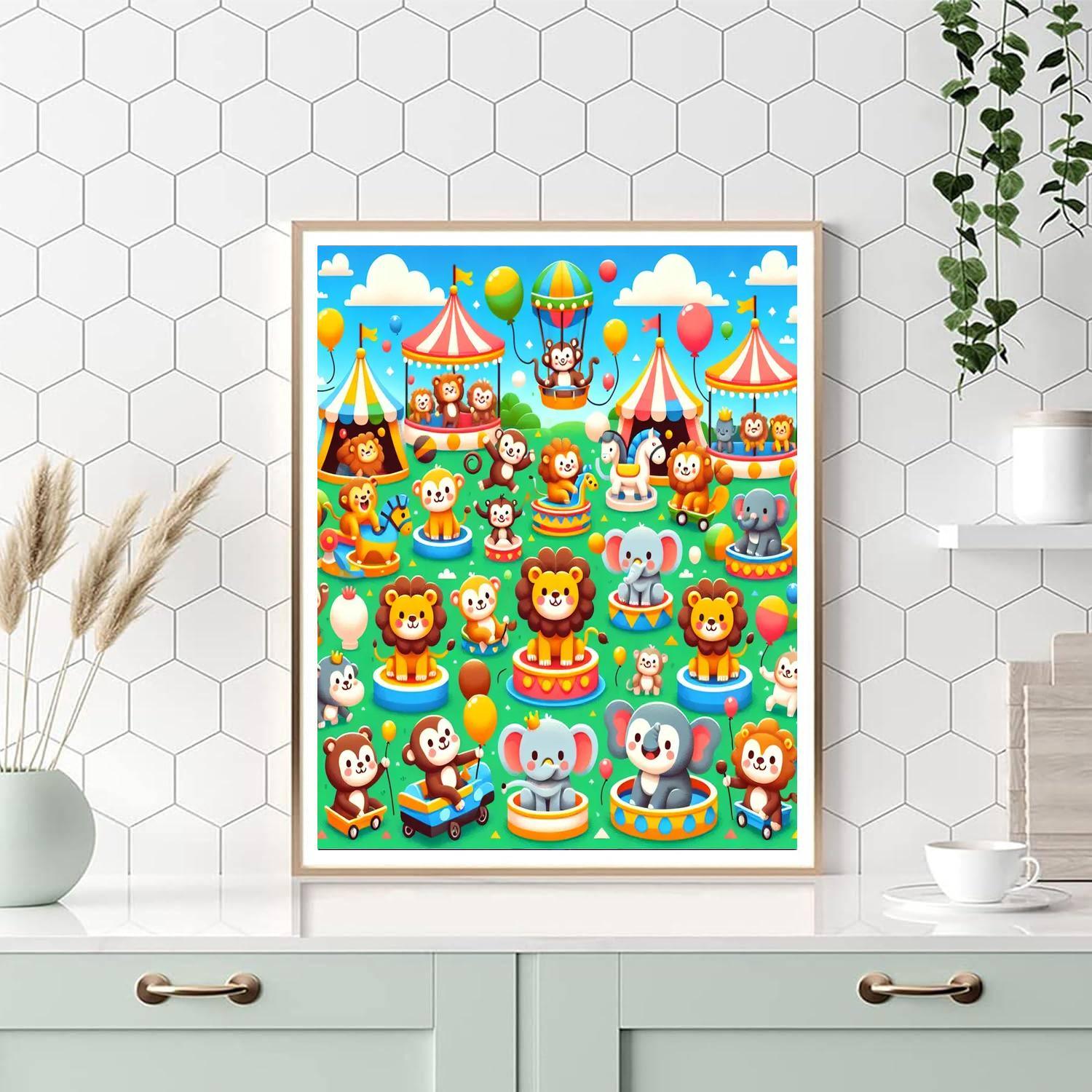 Fun At The Animal Carnival Paint By Numbers Art