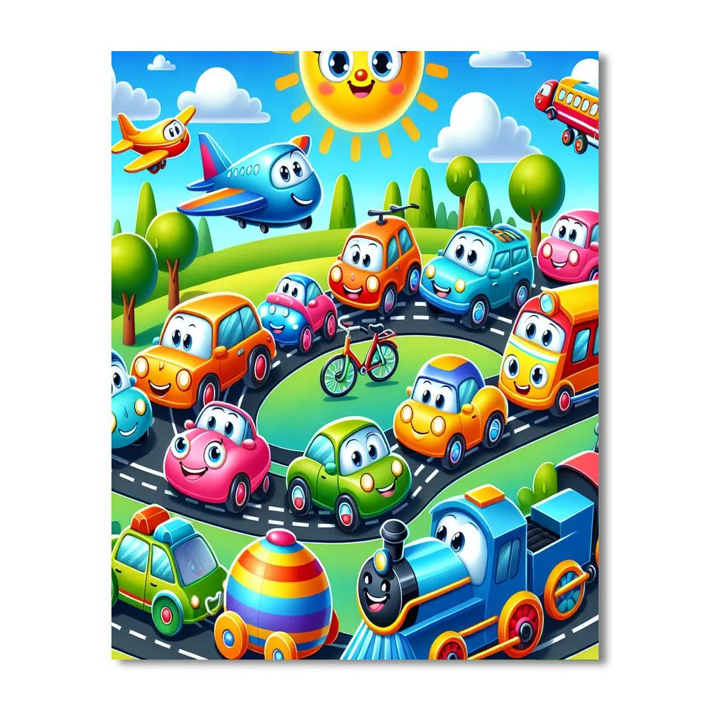 Colorful Transportation Adventure Paint By Numbers