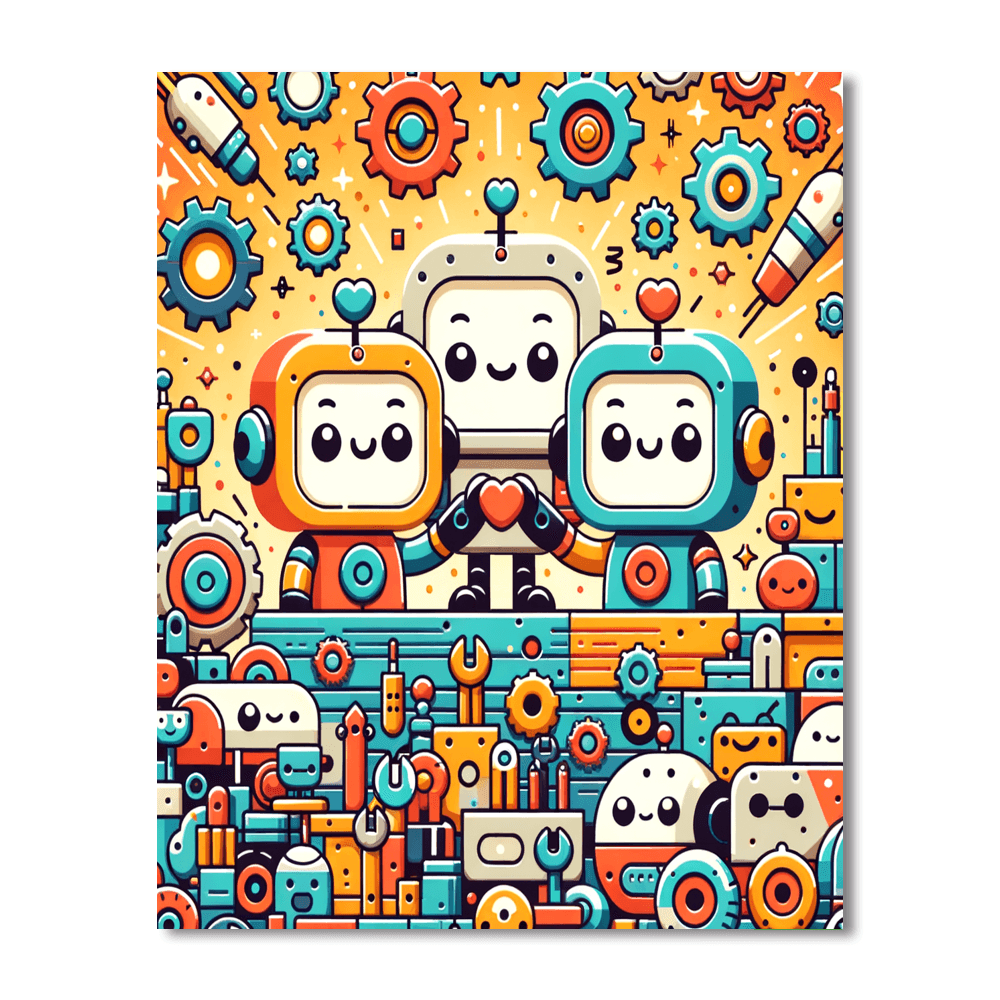 Whimsical Robot Workshop Numbered Painting Kits