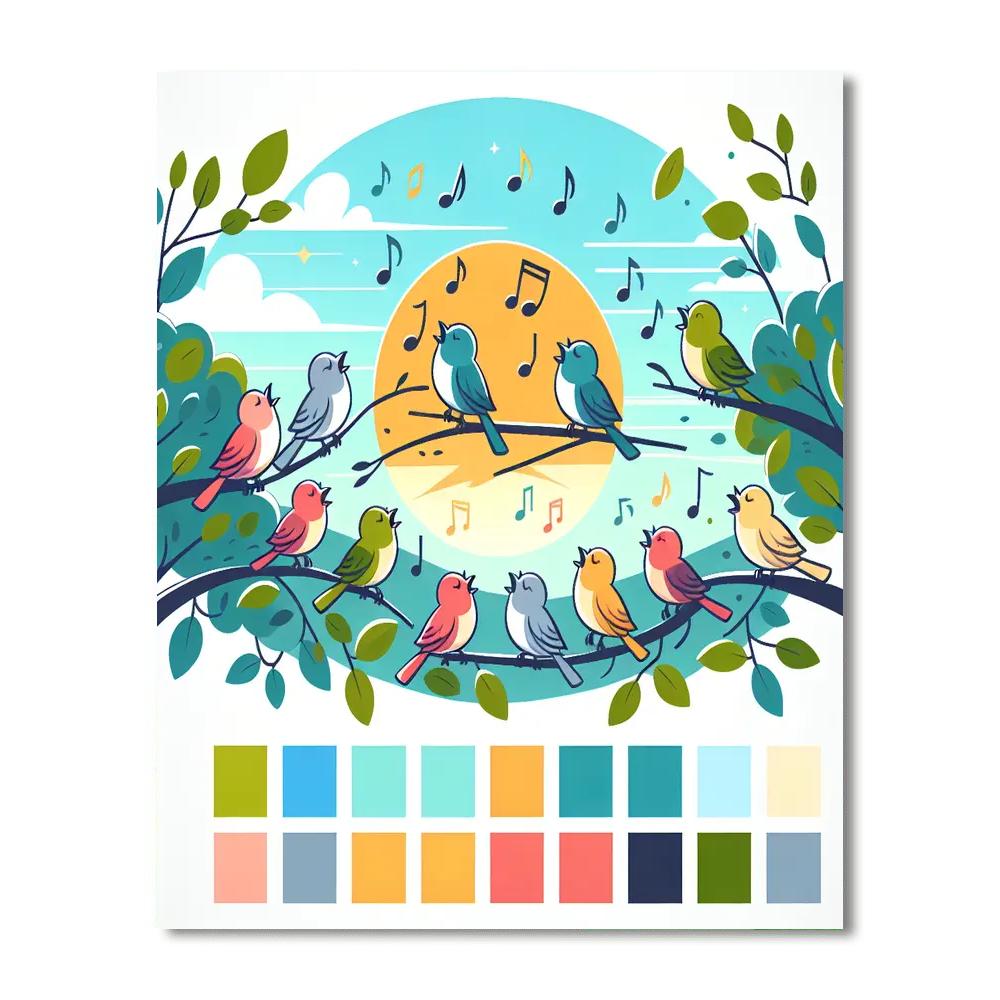 Joyful Birdsong Morning Painting By Numbers Kit