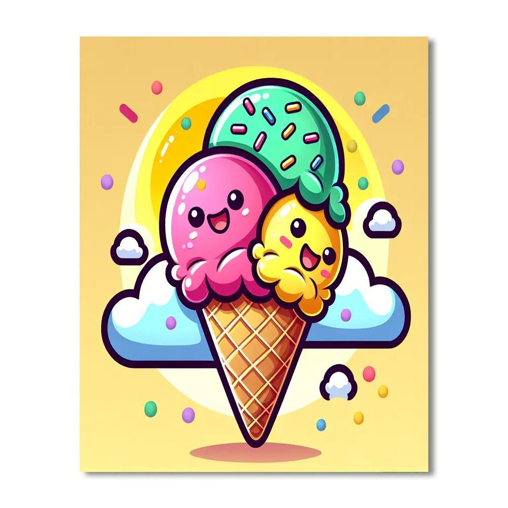 Funny Ice Cream Cone Paint By Color
