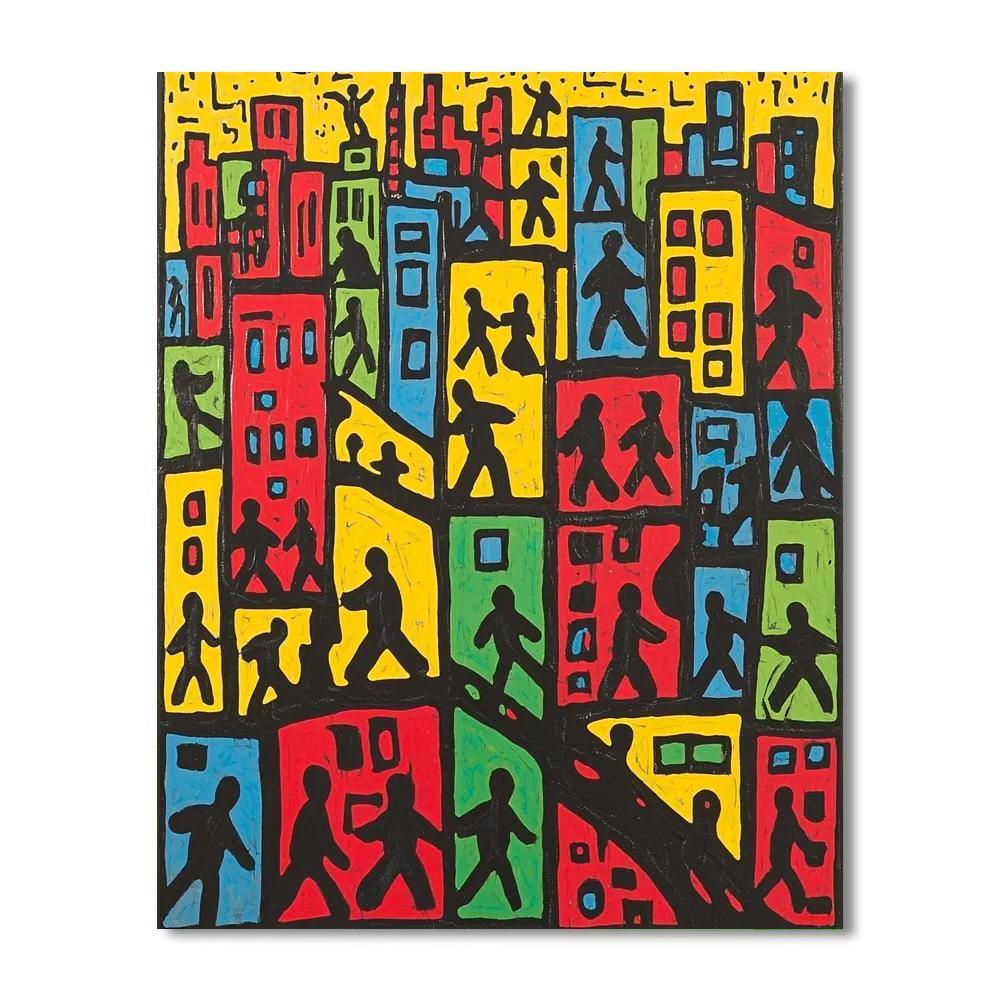 Keith Haring Inspired Eclectic Cityscape  DIY Paint By Numbers