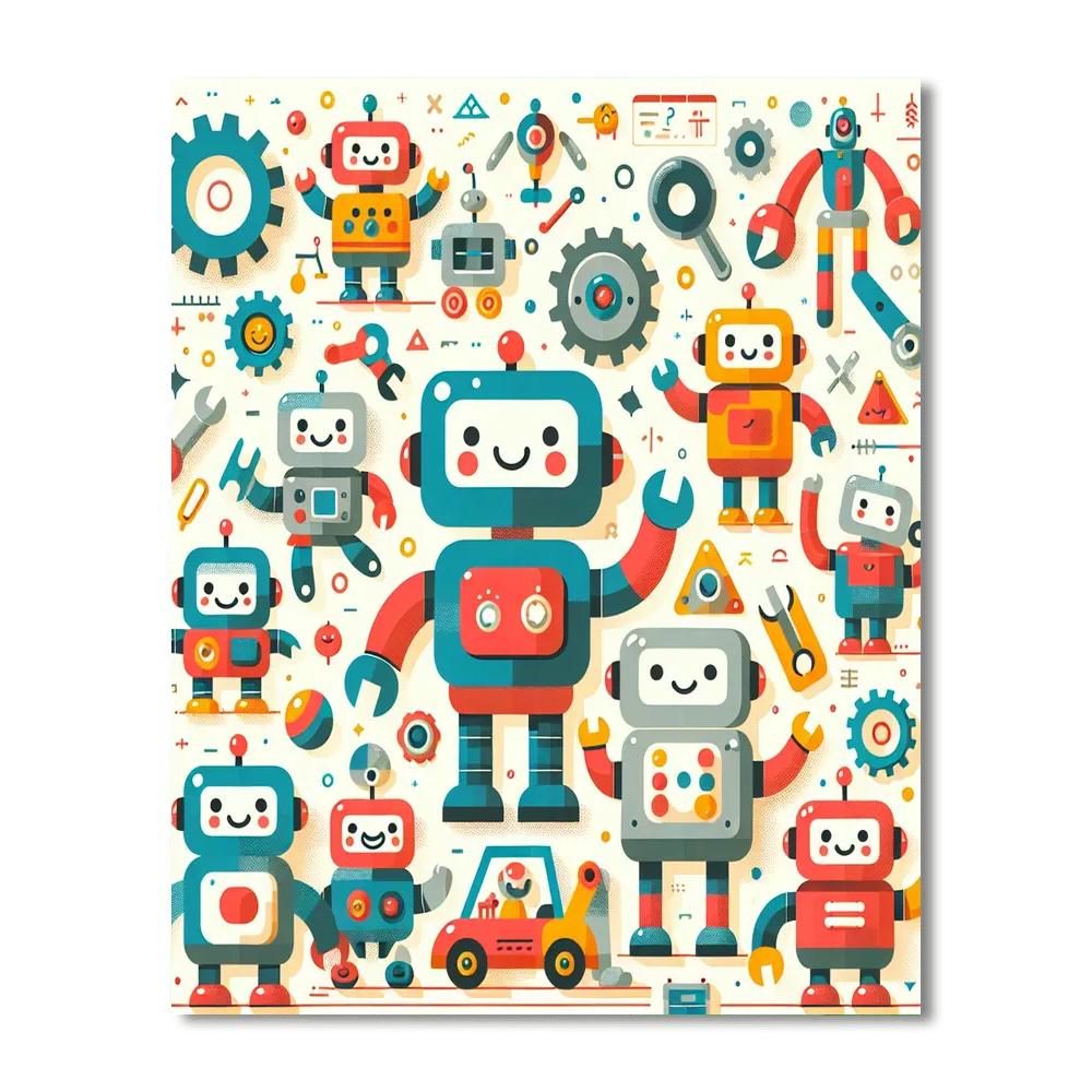Robots In Action Paint By Numbers