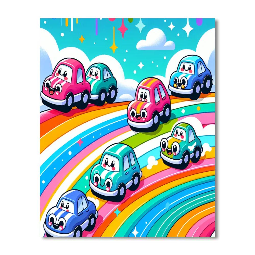 Rainbow Roadsters Paint By Numbers Art