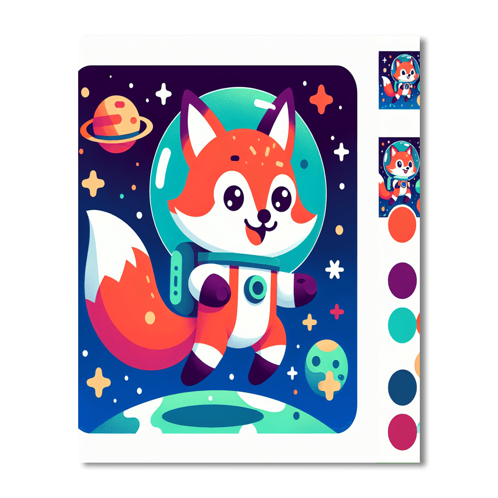 Space Explorer Fox Number Painting
