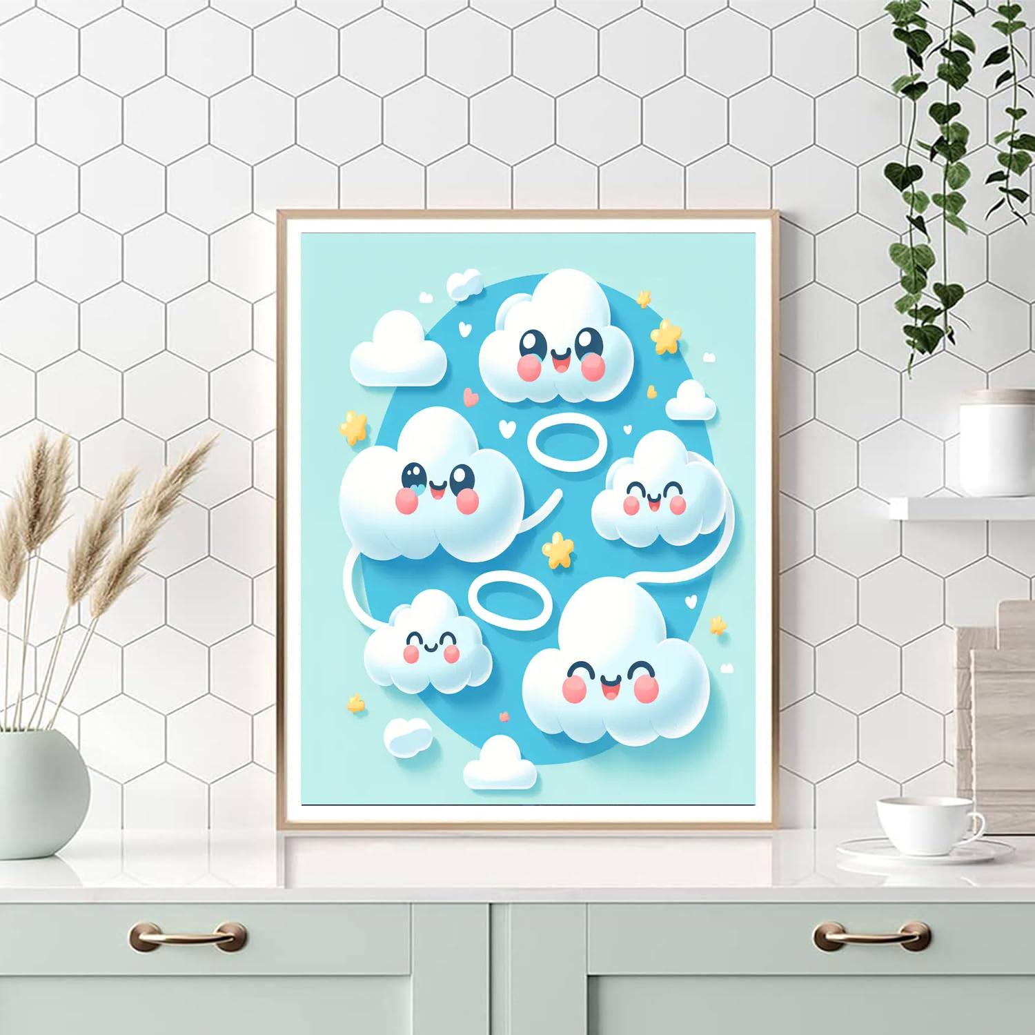Whimsical Cloud Friends Paint By Numbers Art
