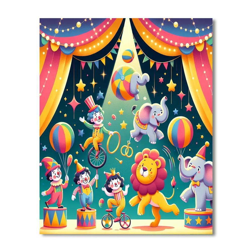 Jolly Circus Extravaganza Paint By Numbers Art