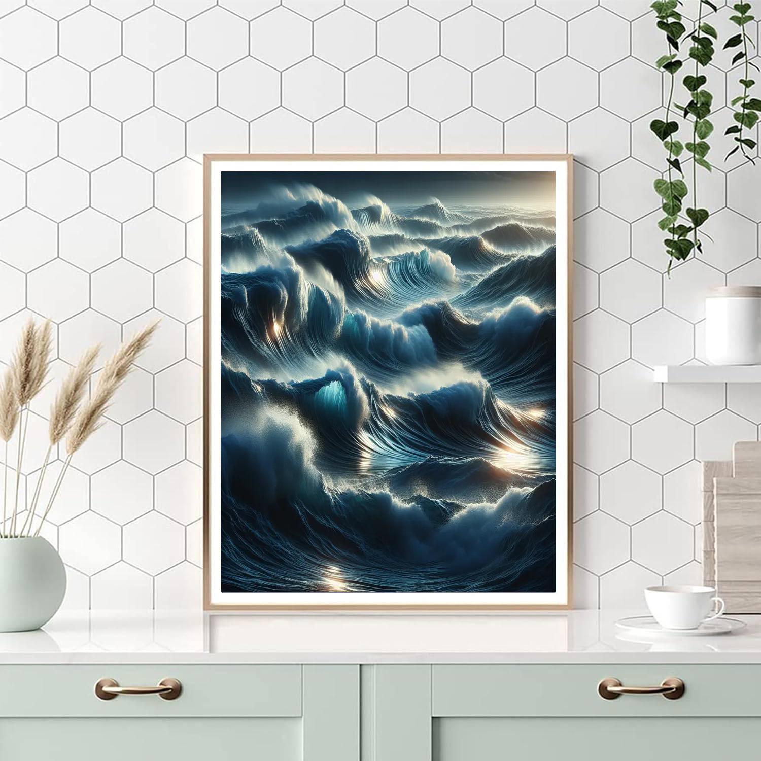 Oceanic Tidal Symphony Number Painting