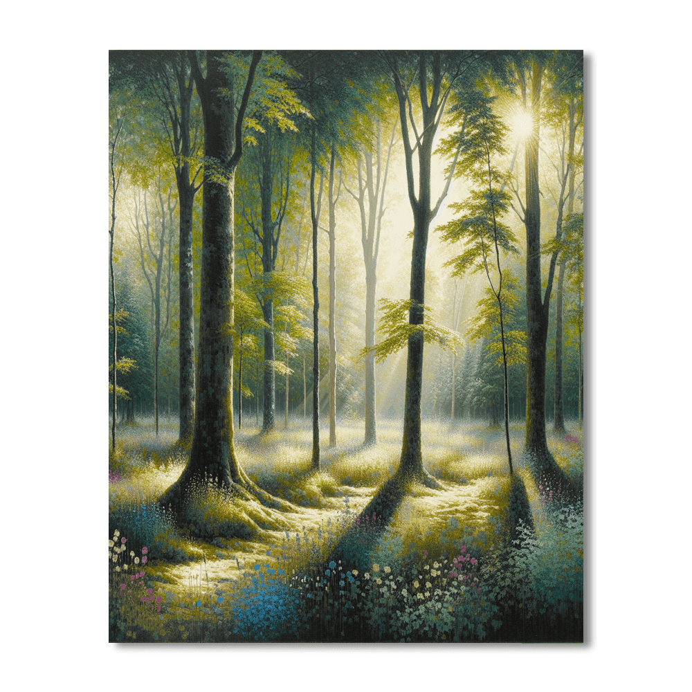 Serene Forest Retreat Number Painting