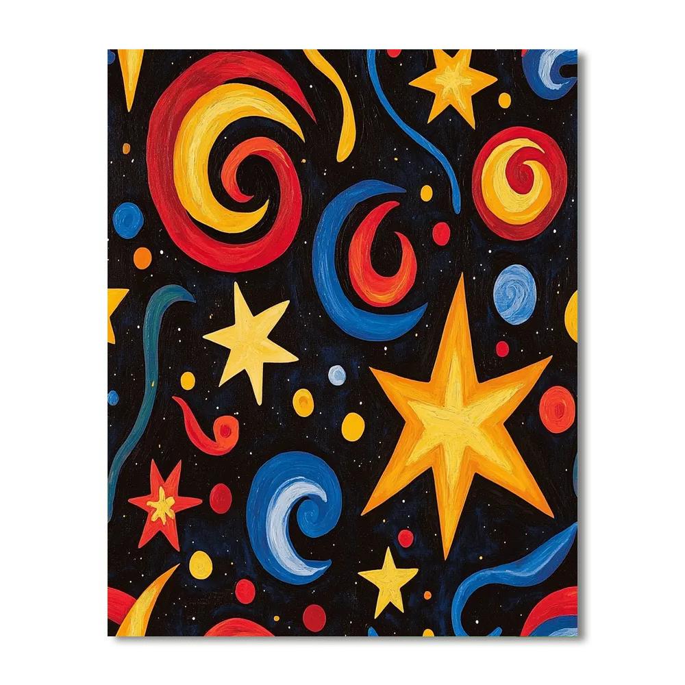 Joan Miró Inspired Whimsical Galaxy  Painting Number Kit