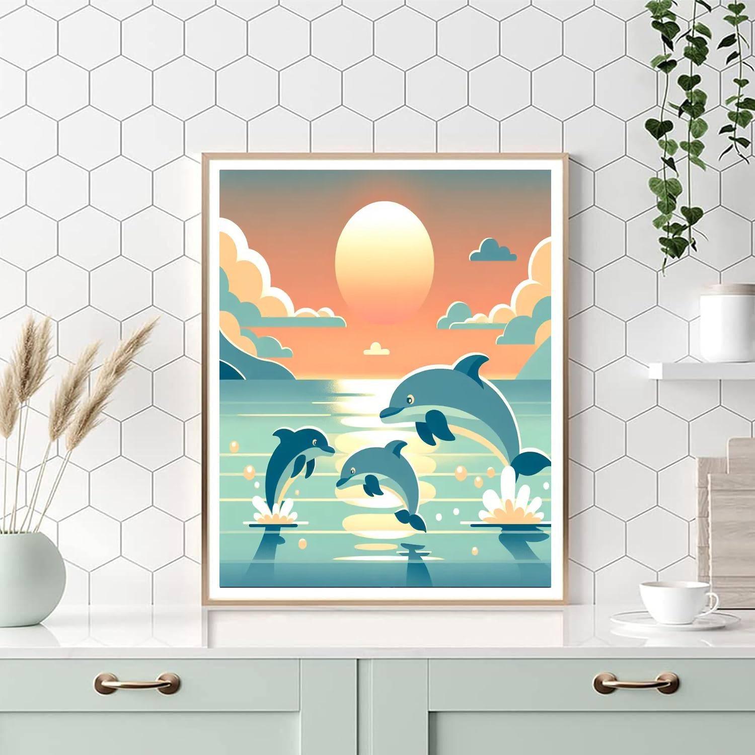 Sunset Serenade With Dolphins Paint By Number