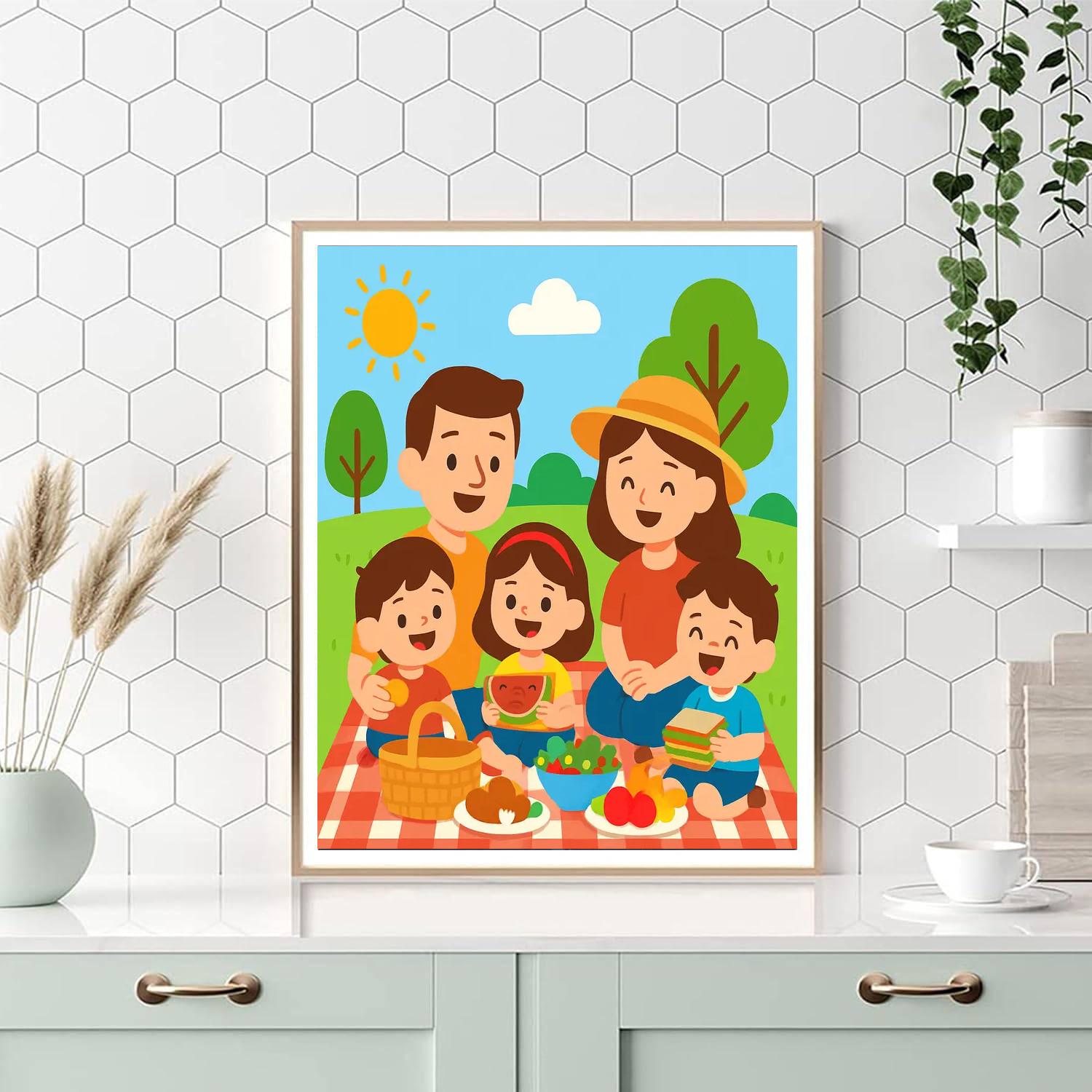 Cheerful Family Picnic Painting By Numbers Kit