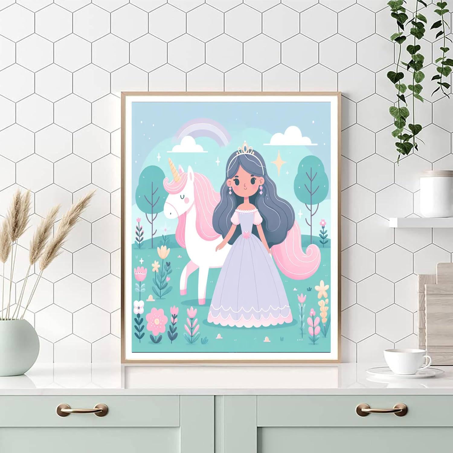 Princess And The Magic Unicorn Number Painting