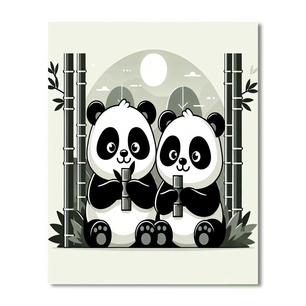 Panda Bamboo Picnic Painting By Numbers Kit