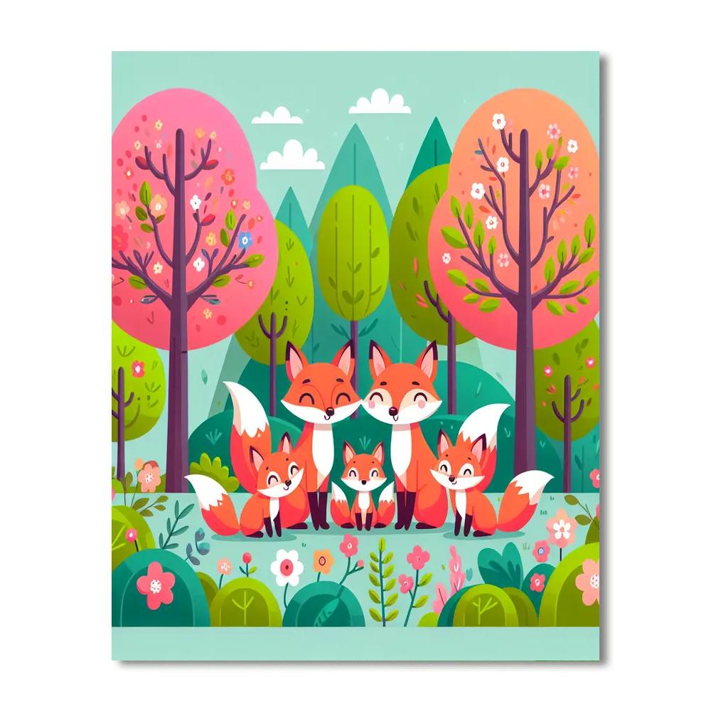 Whimsical Fox Family Numbered Painting Kits