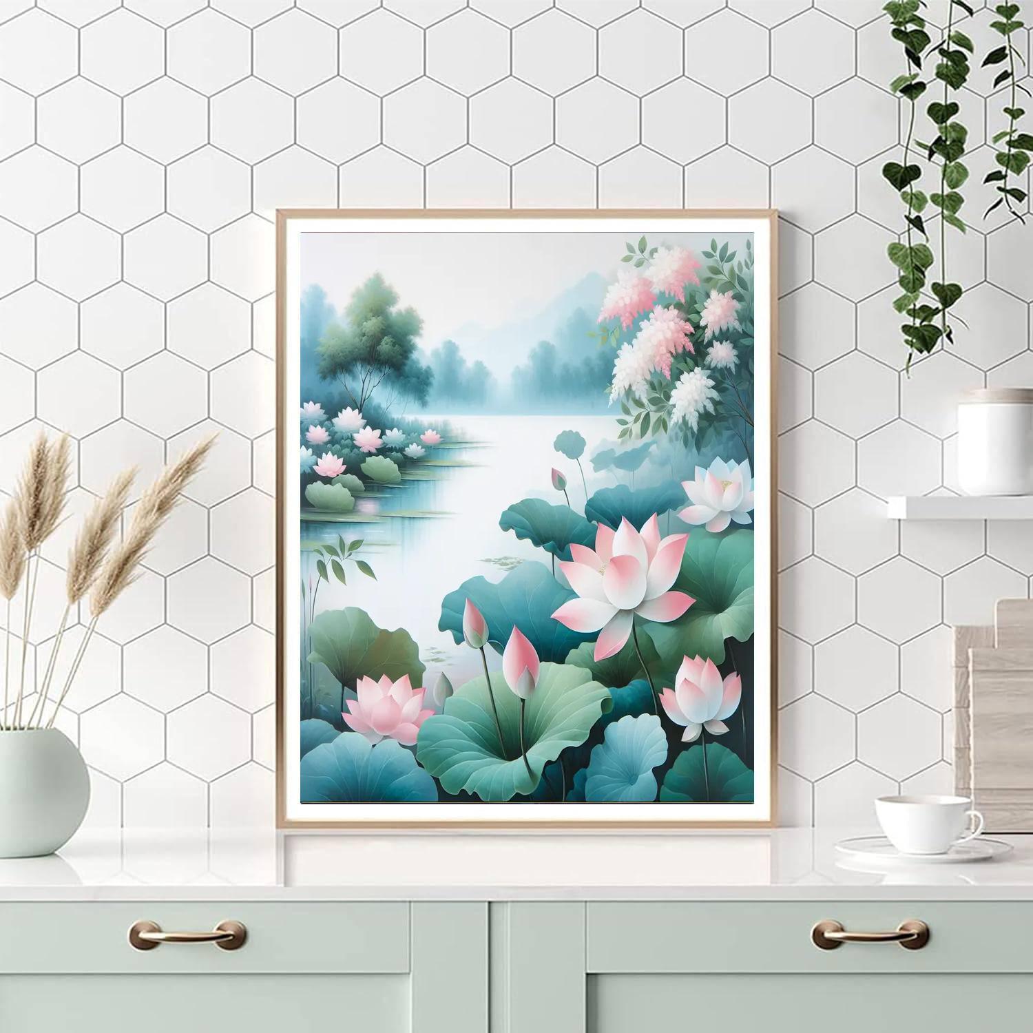 Serene Lotus Retreat Painting By Numbers Kit