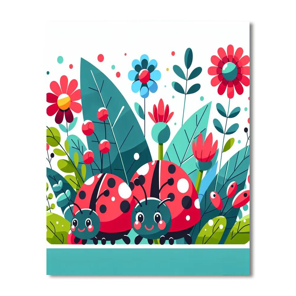 Lively Ladybug Landscape Numbered Painting Kits