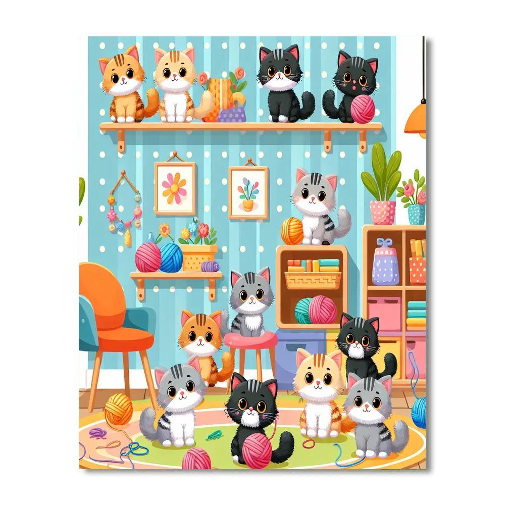 Curious Kittens In A Cozy Corner Paint By Number