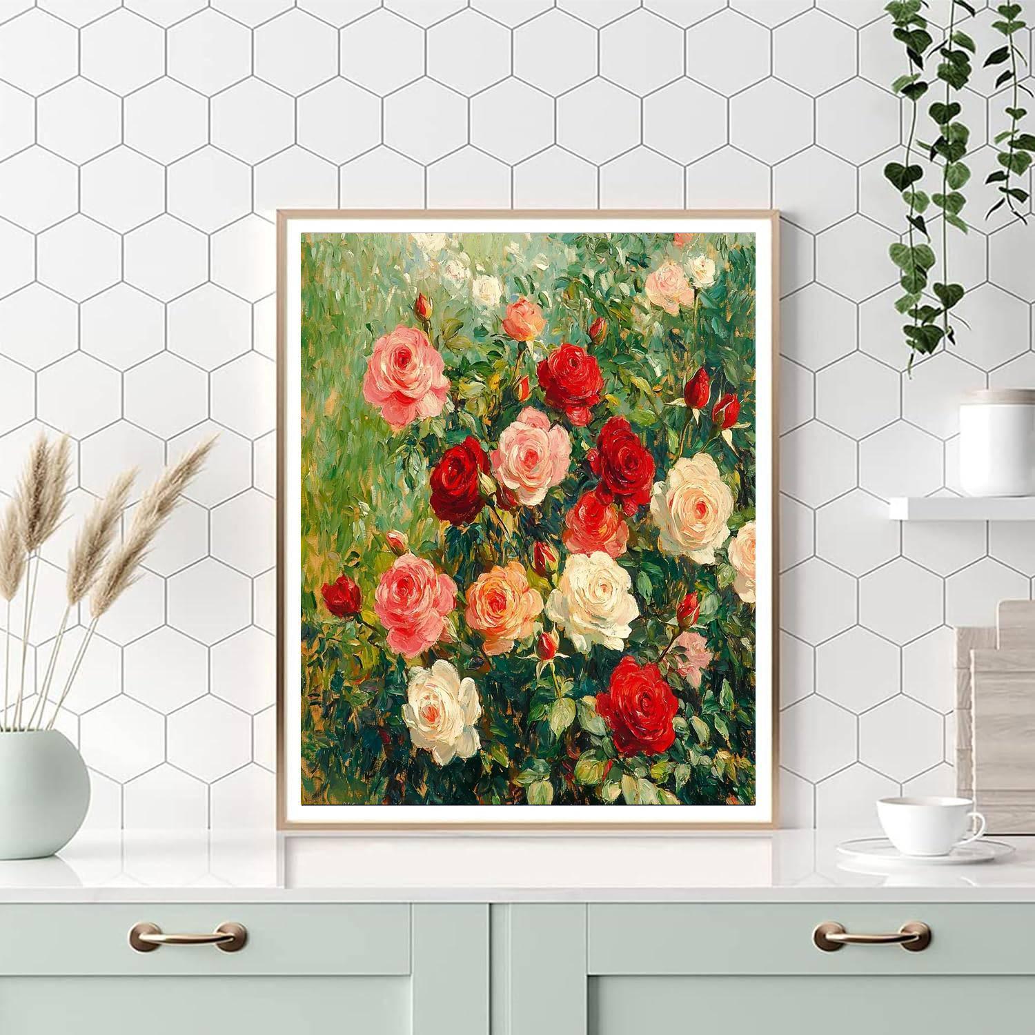 Pierre-Auguste Renoir Inspired Passionate Roses  Number Painting