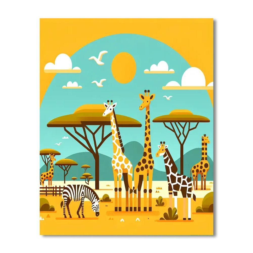 Giraffe's Serengeti Painting Number Kit