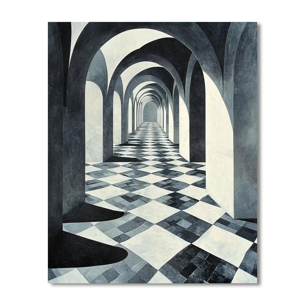 M.C. Escher Inspired Contrasting Dimensions  Numbered Painting Kits