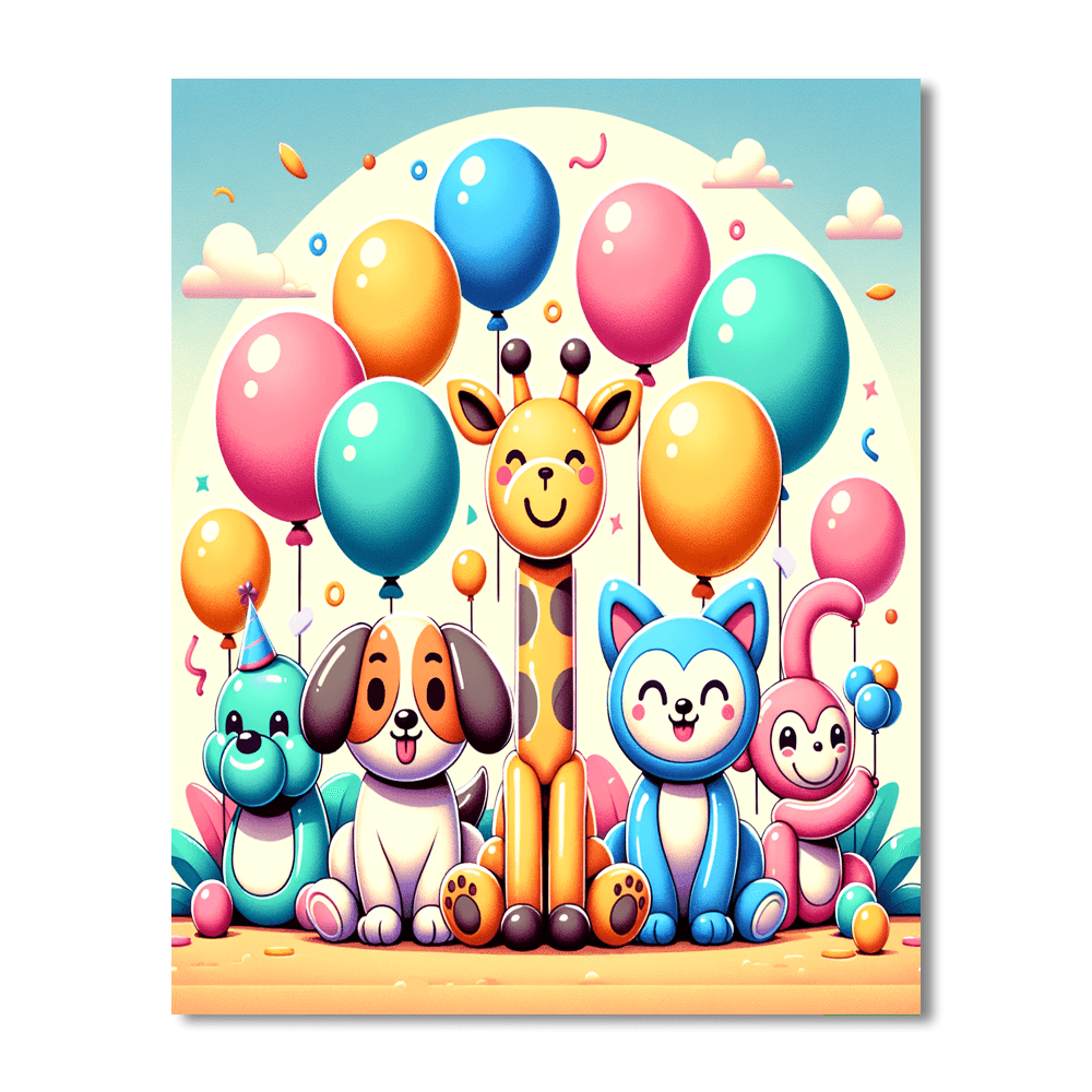 Whimsical Balloon Animals DIY Paint By Numbers